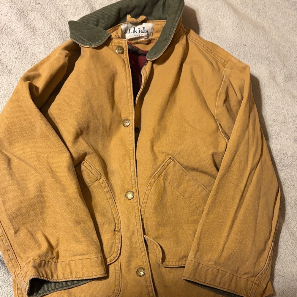 L.L. Bean Boys Mustard Jacket with Olive Collar